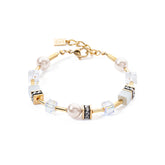 Coeur de Lion GeoCube Iconic Pearl Mix Gold-White Bracelet